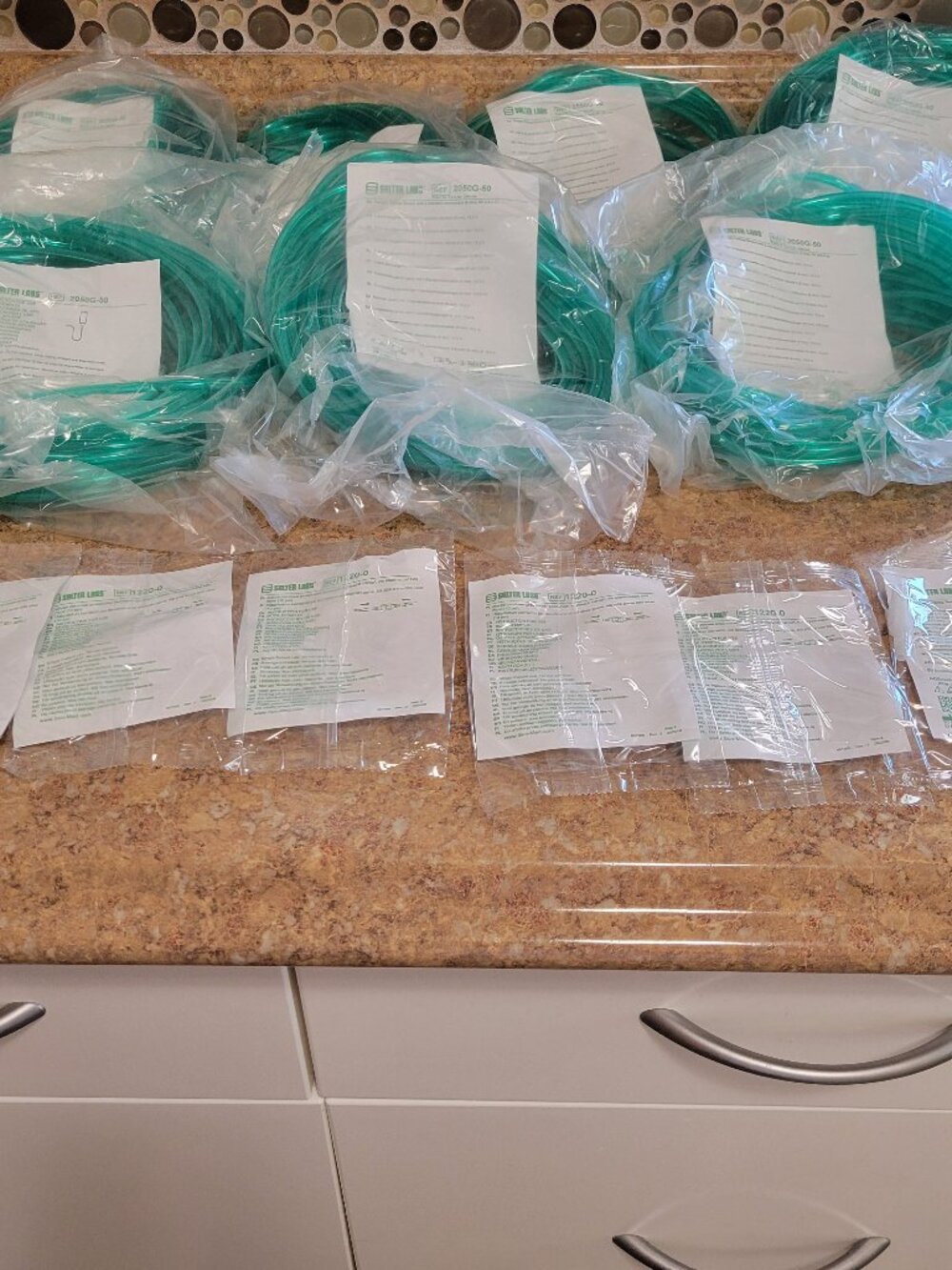 ✨ NIB Bulk Lot! (7) Salter Labs 50ft Green Oxygen Tubing + (8) Swivel Connectors